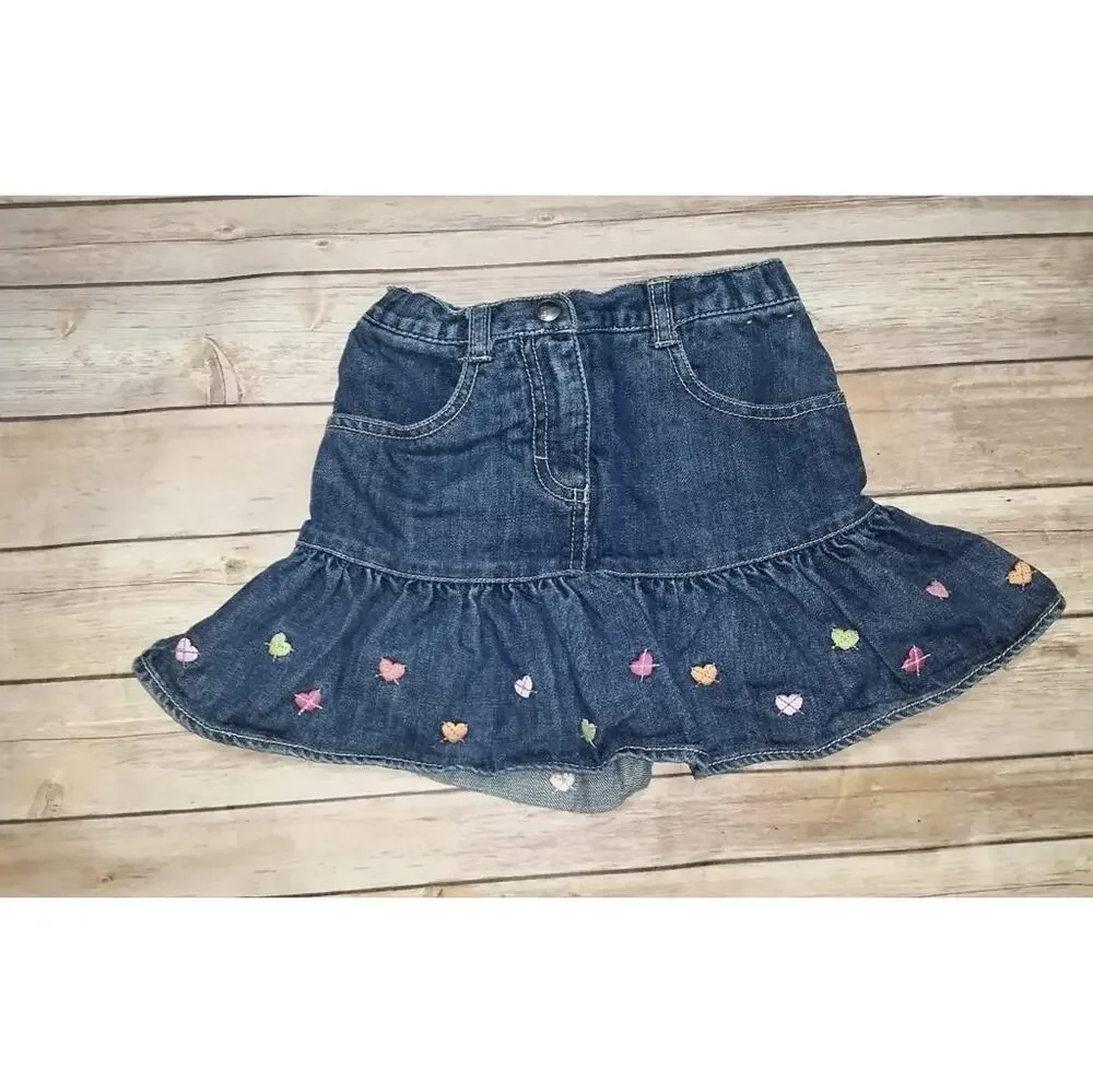 Gymboree PopStar Academy Argyle Heart Denim Skort Size 6